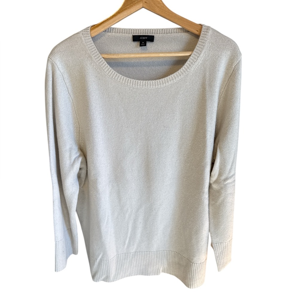 J. Crew Women's Cashmere Cream Scoop Neck Sweater
